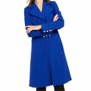 INC Womens Seamed Ponte Knit Coat Sz M Jacket Bright Blue Rhinestone BNWT